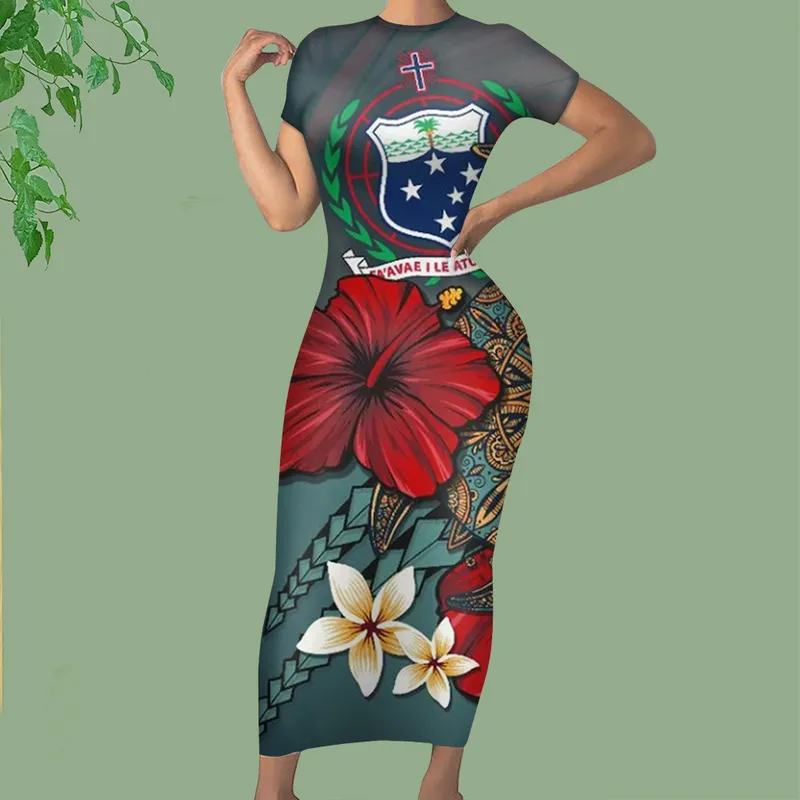 NoisyDesigns Women Bodycon Long Maxi Sukienka Sexy Club Party Sukienki Kobieta Vestidos Hawaiian Hibiscus Prints Vestite Delle Donna 220627