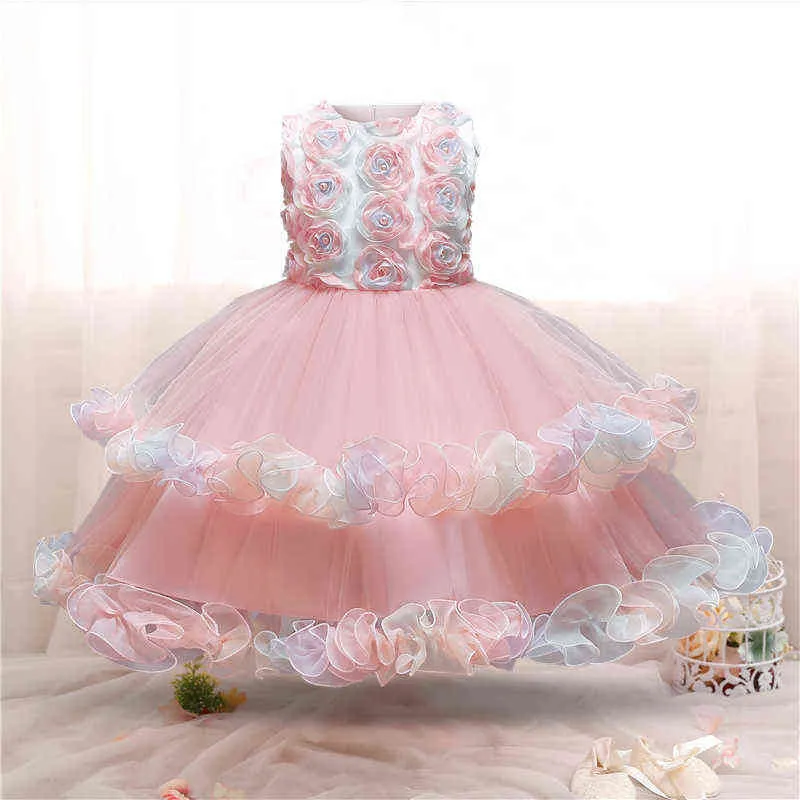 Meninas Vestido Princesa Flor Crianças Traje Festa Elegante Casamento Aniversário Tutu Vestidos Formais Crianças Dama De Honra Pagent G220518