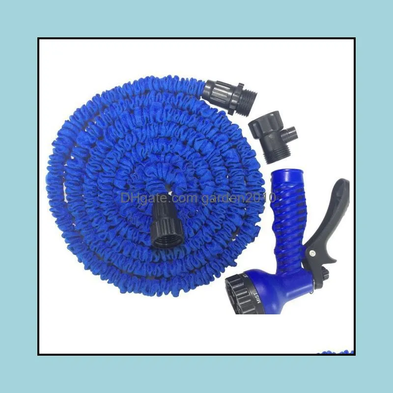 100ft lengthen retractable water hose set plastic 2 colors garden car washing expand water hose with multi-function water gun dh0755-3
