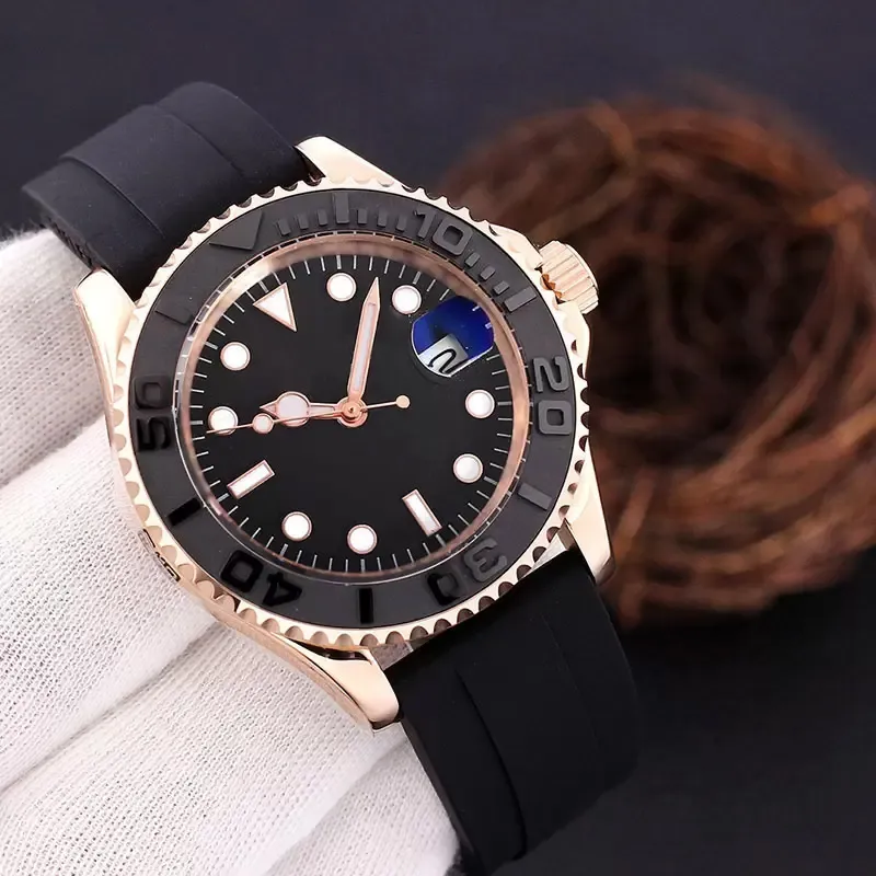 Montre pour hommes Montres mécaniques automatiques 40MM Saphir en acier inoxydable Bracelet de montre-bracelet réglable Montre de Luxe Self-win334J