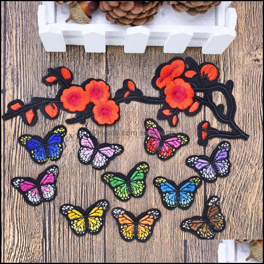 10 pcs lovely embroidered small size butterflyes for girls sweater ironing on transfer embroideryes for sewing accessories