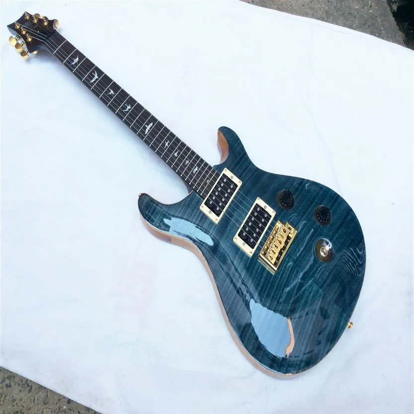 Custom Ocean Blue Electric Guitar Flamed Maple Top Reed Smith Guitar Gold Hardware China Guitars