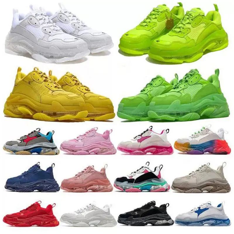 Kristal Aşağı 17W Kadınlar Erkekler Normal Ayakkabılar Baba Platform Eğitim Eğiticileri üç kez Sneaker Tasarımcıs ı Flat Sneakers