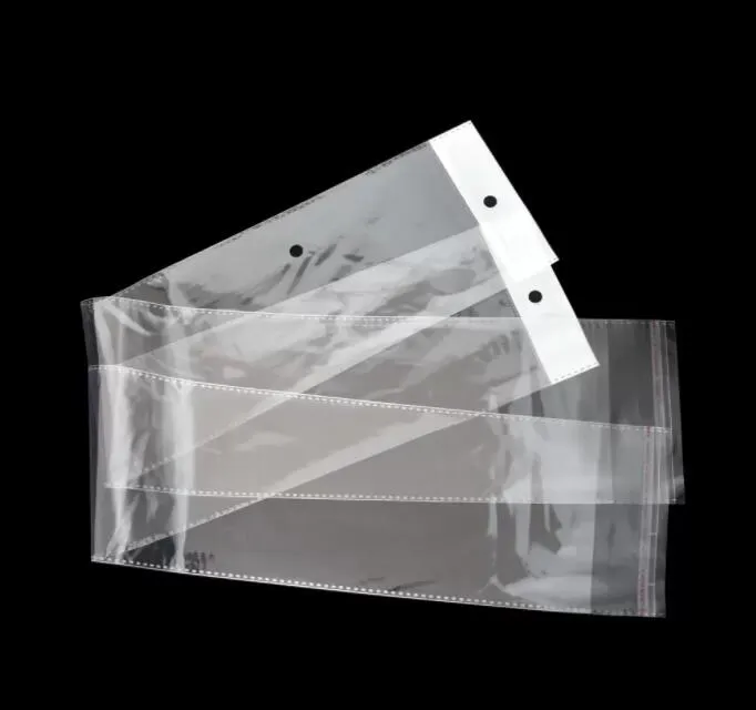 10.5x62cm 투명 OPP 플라스틱 가발 패키지 가방 자체 접착성 긴 투명한 폴리 포장 백 헤어 피스 헤어 확장 포장 파우치 백