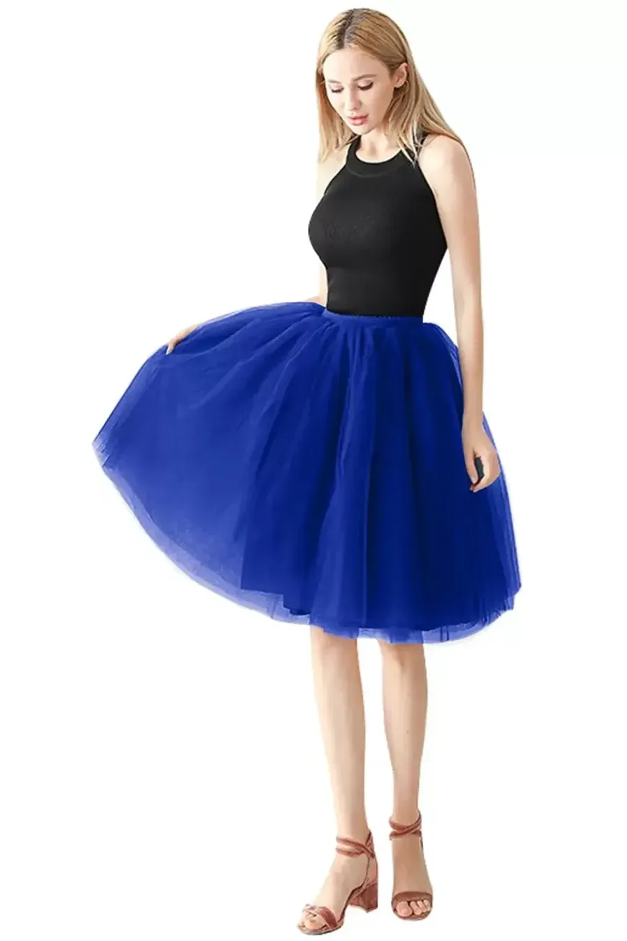 Kvinnor flickor dubbla lager solid färg kort kjol tyll petticoats elastiska midjeband en linje underskirt crinolines bröllopsklänning parti slitage cpa1697 c0523