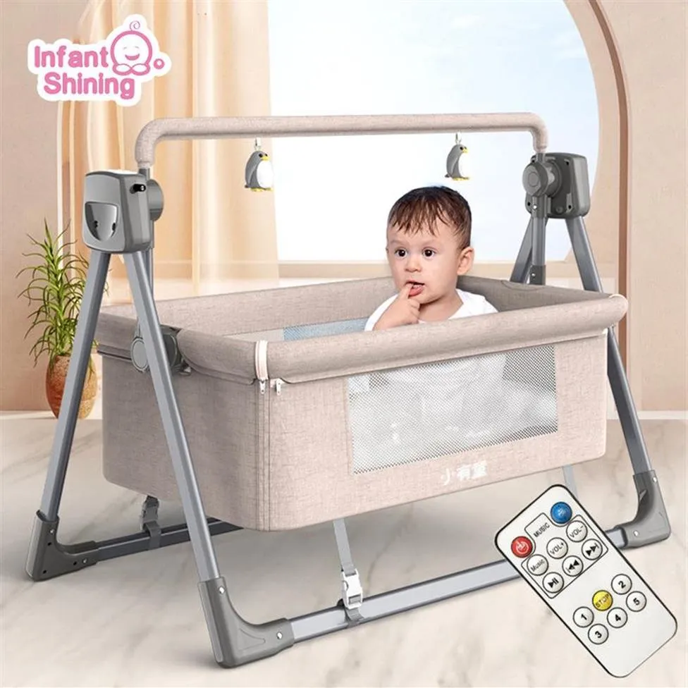 Baby Cribs Born Crib Remote Control Electric Cradle Rocking Bed Smart Soothing Artifact Sleeping Basket2527