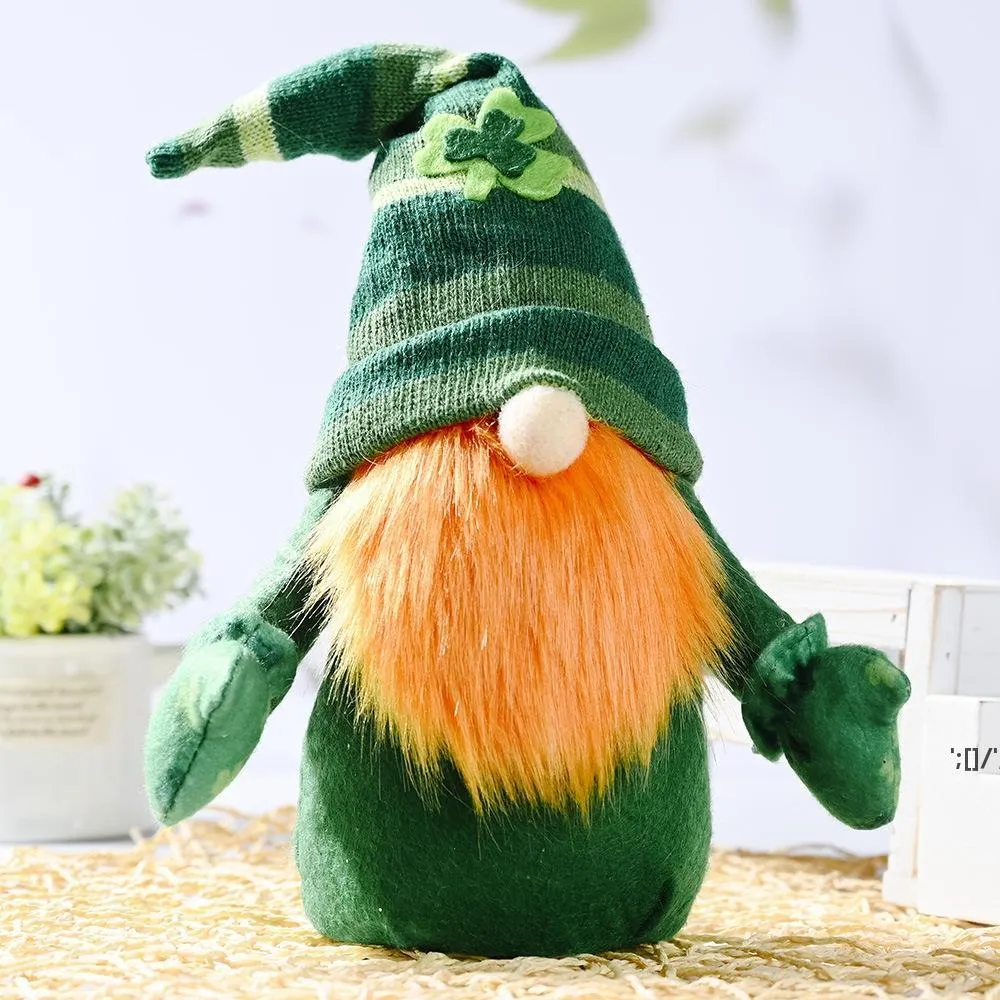 Festive St. Patrick's Day Gnome Decoração Sueco Swedish Tomte Figurine Holiday Home Lareira Desktop Elf Ornamento