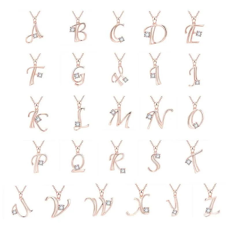 Pendant Necklaces 26 Capital Letter Initial Necklace Fashion Unique Diamond A-Z Alphabet Jewelry Christmas Gift