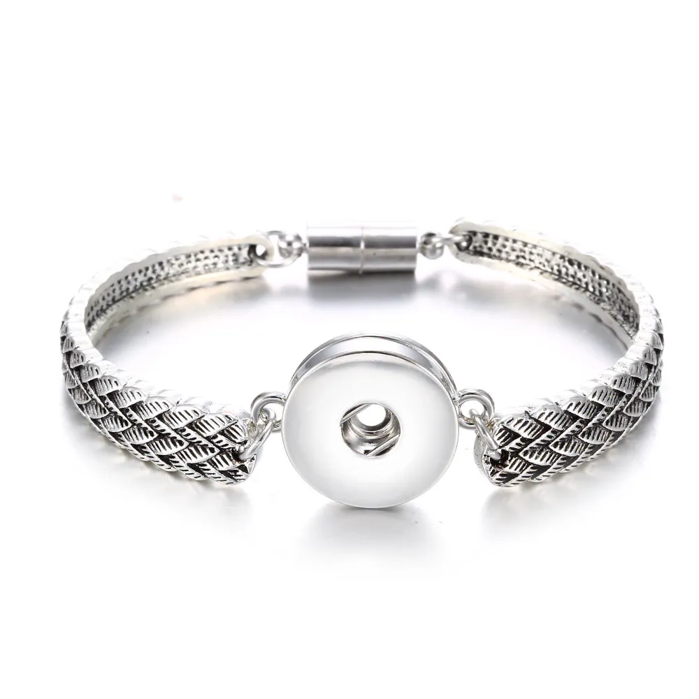 DHgate Ancient Silver 18mm Snap Jewelry Bracelet with Magnetic Snap Buttons for Women and Men Jewelry