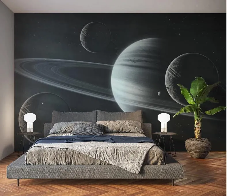 Özel 3D Duvar Kağıdı Mural Soyut Gezegen Yıldızlı Gökyüzü Arka Plan Duvar Modern Minimalist Oturma Odası Yatak Odası Papel De Pared