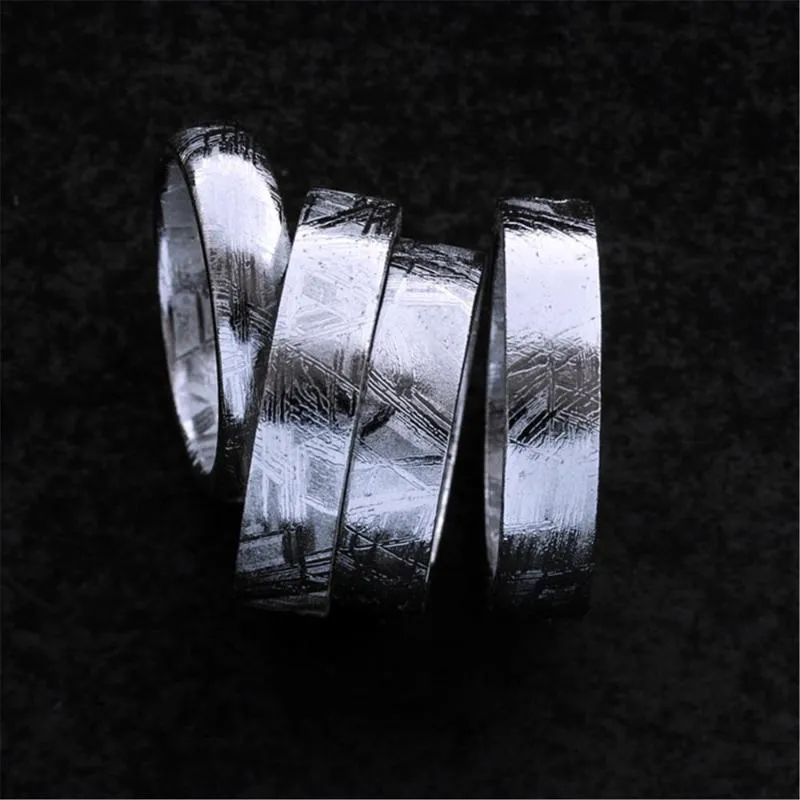 Anelli a grappolo Genuine Natural Gibeon Ferro Meteorite Anello di moda Gioielli in argento placcato Matrimonio Donna Uomo Taglia 6 7 8 9 10 11 12 AAAAACluster