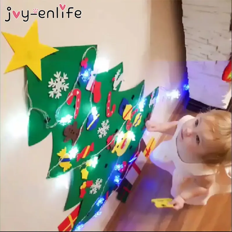 1Set 3D Filt Christmas Tree met 2M LED Light Kerstjaar Geschenk Natal Noel Kids Favor kerstdecoraties voor Home 201201