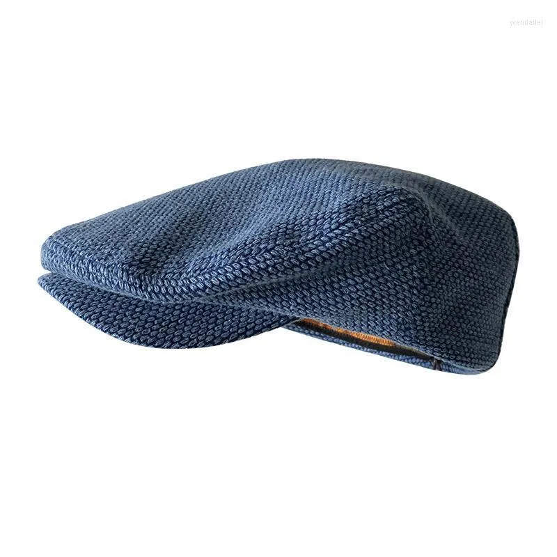 BERETS MEN HAT SPRING Autumn Vintage Sboy Hats Classic Western Caps Cotton Flat Brim Women Denim Blue BJM73BERETS WEND22