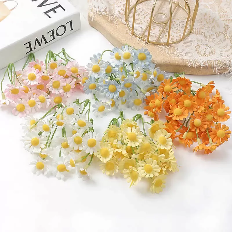 Forest simulation Daisy bunch of plastic flowers DIY straw hat clothing decoration silk flowers artificial flowers manual wreath material
