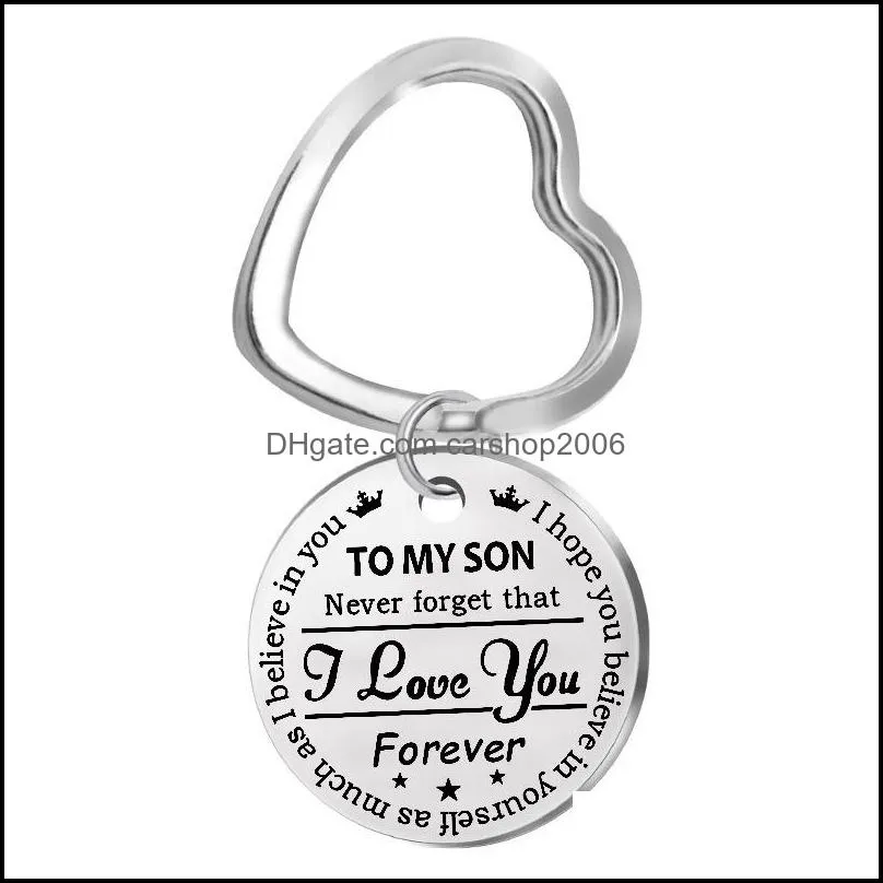 key ring stainless steel i love you forever keychain my son daughter keyrings bag hangs fashion jewelry free dhl x20fz