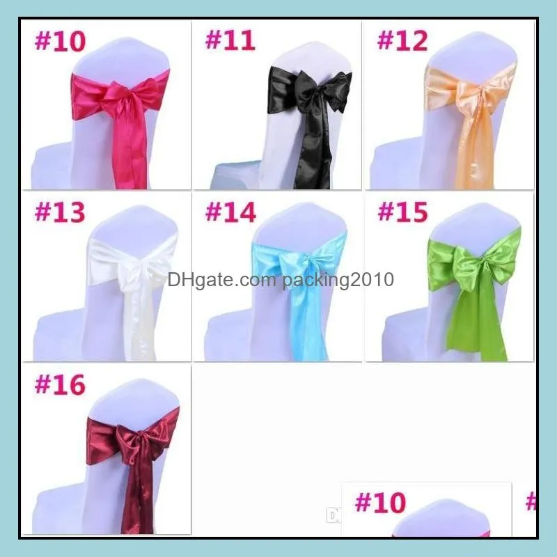 Wedding Chair Cover Sash Bow Tie Ribbon Decoration Wedding Party Supplies 16 Color for Choose c176