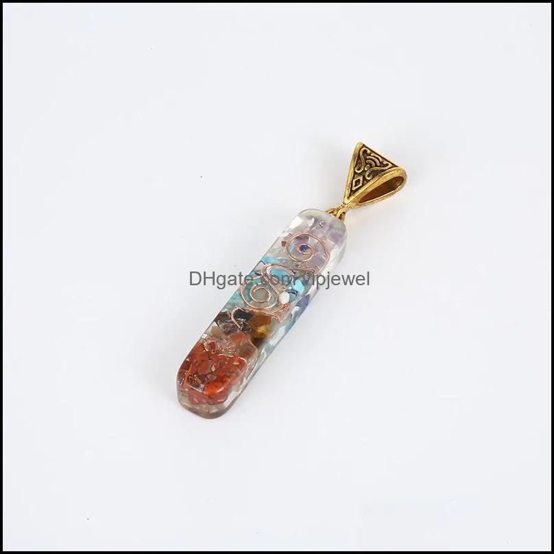 retro reiki healing chips stone natural crystal lithotripsy meditation seven chakra pendants charms diy pendulum necklaces jewelry