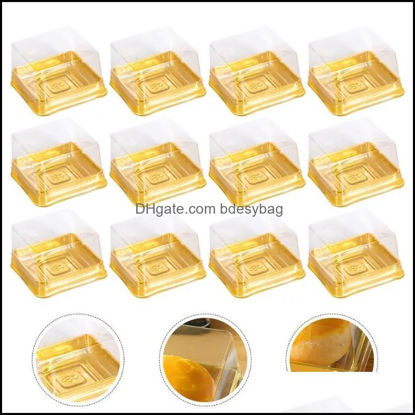 gift wrap 1 set 100pcs plastic 50g square egg-yolk puff packing box moon cake