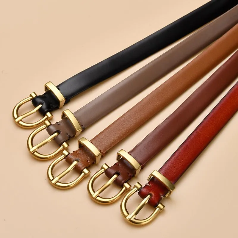 Belts 1.8cm Wide Women Genuine Leather Thin Luxury Design Classic Retro Beltversatile Decorative Jeans Dress WaistbandBelts