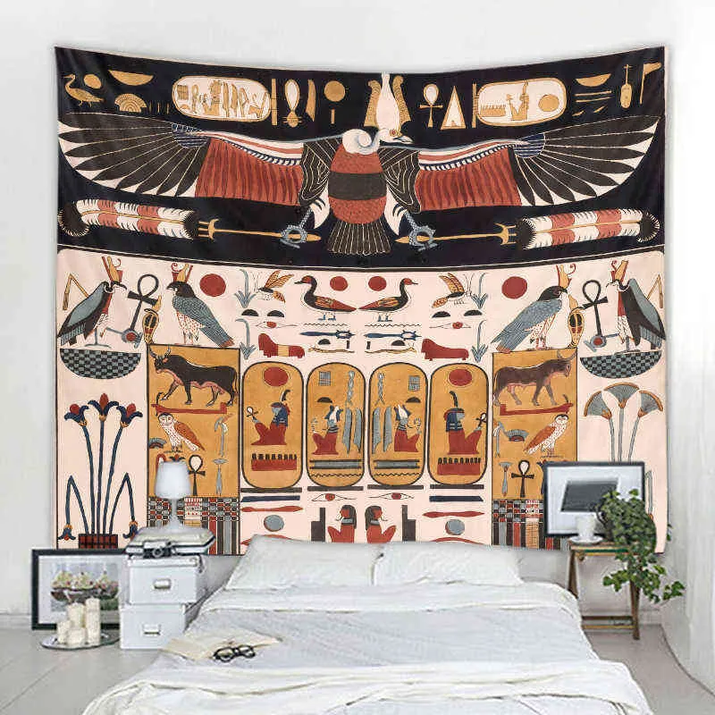 ヴィンテージエジプト文明背景装飾的なカーペットマンダラ自由ho放な壁の装飾家の装飾タペストリーJ220804