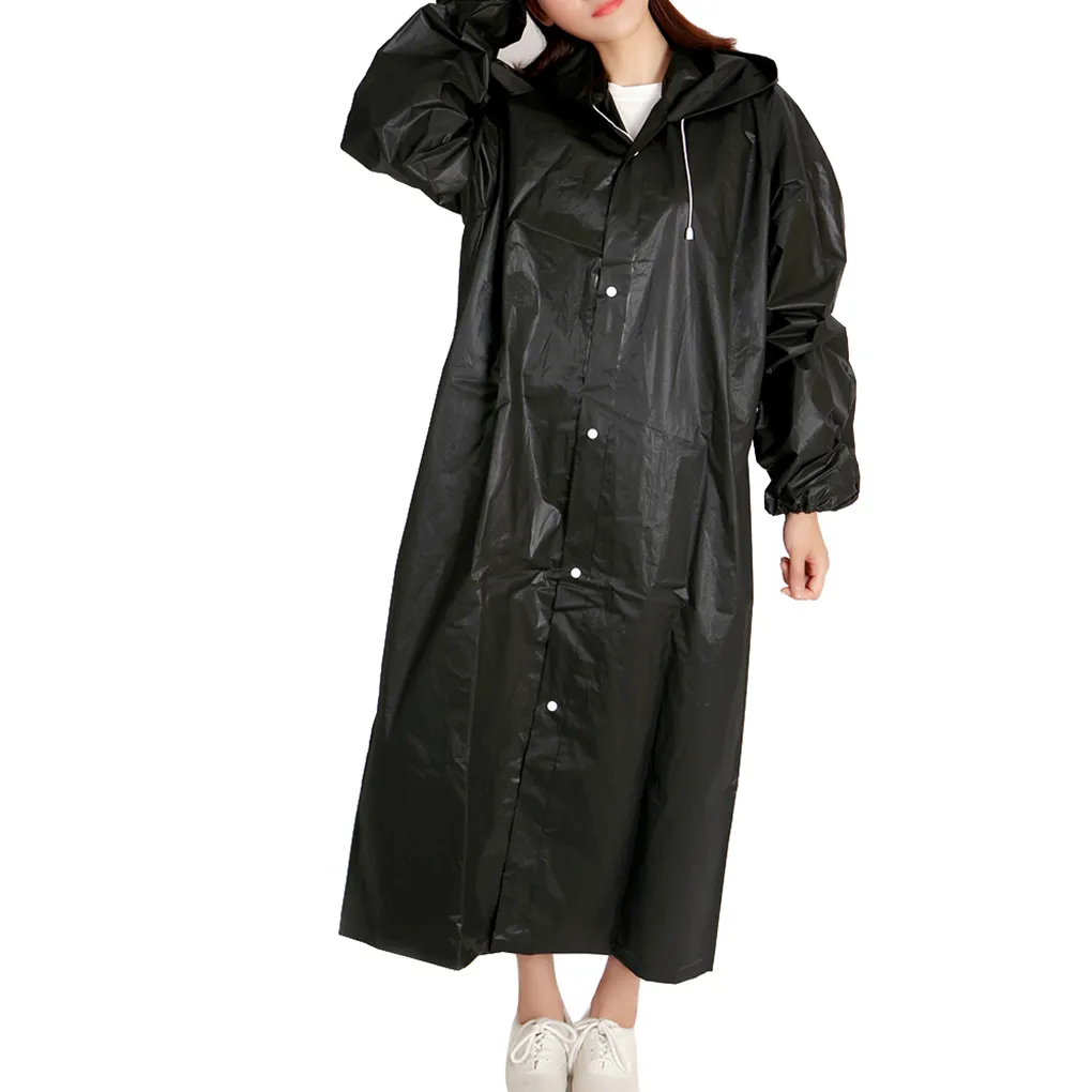 Impermeabile unisex EVA Cappotto antipioggia impermeabile ispessito Donna Uomo Tuta da pioggia impermeabile da campeggio nera