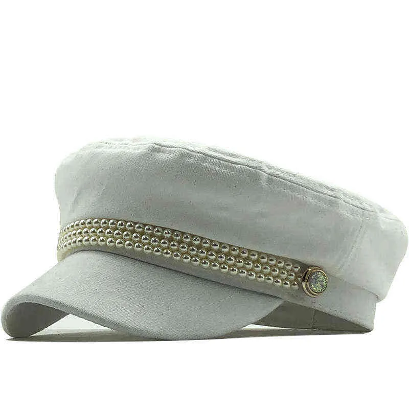 2020 mode coton chapeau casquette femmes décontracté perle casquette plate élégant solide automne hiver chaud laine béret chapeau femme J220722