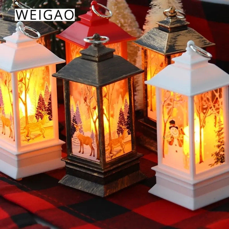 WEIGAO Noël Mini Lanternes Led Thé Bougies Lampe Décorations pour La Lumière De La Maison Arbre De Noël Décor Année Natal Cadeau Y201020