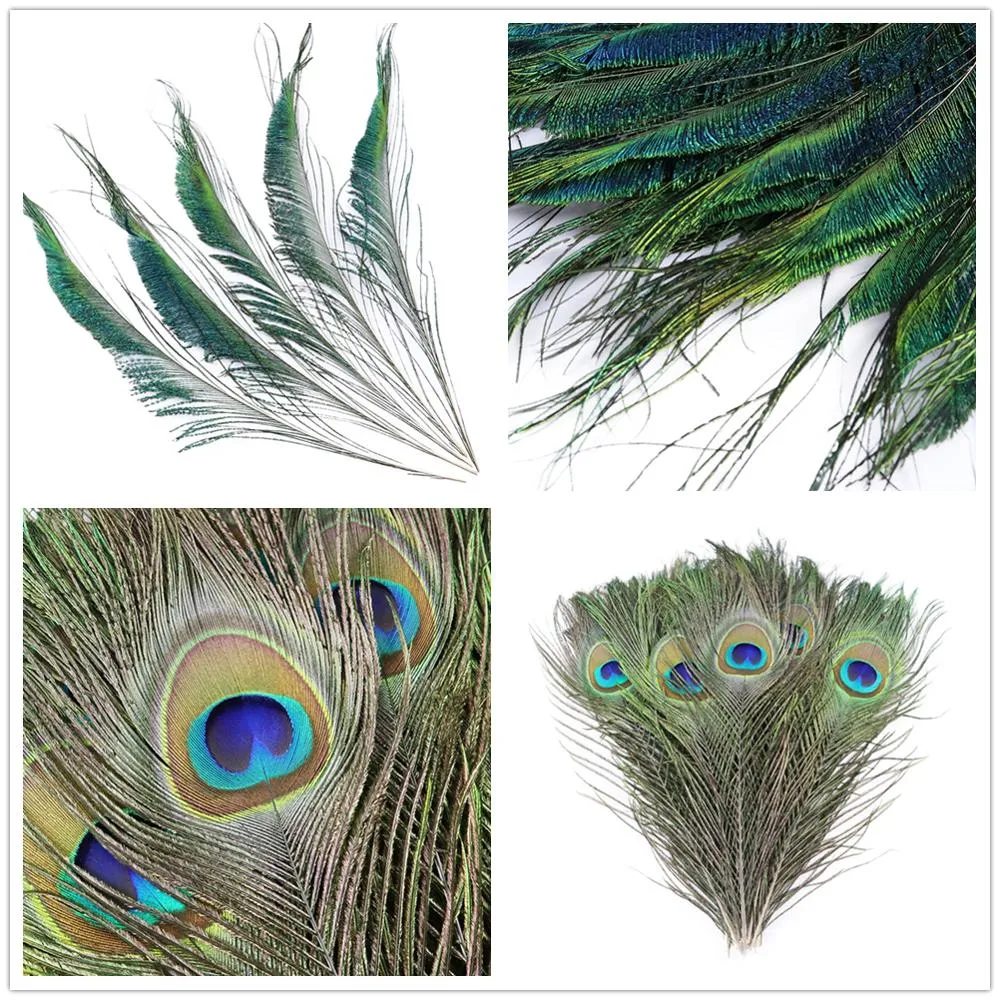 10 piezas al por mayor hermosas naturales otras artes y artesanías pluma de pavo real espada boda hogar florero accesorios de fiesta ojo grande plumas de pavo real
