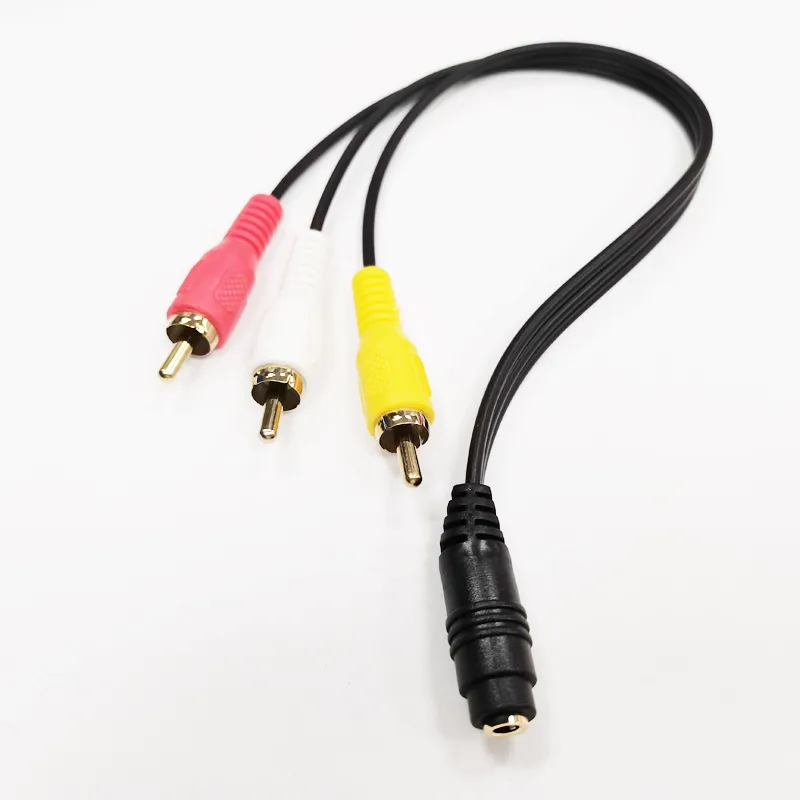 3.5MM Femelle Jack vers 3 RCA Mâle Audio Vidéo AV Cordon Adaptateur Câble 25CM/2PCS