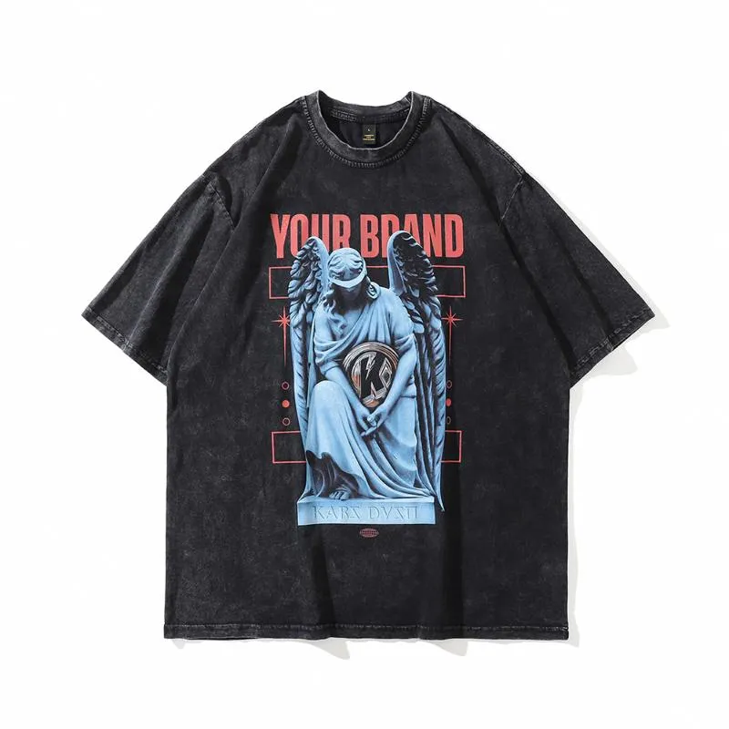 Men's T-Shirts Emo Angel Oversized Graphic T Shirts Men Y2k Grunge Clothes 2022 Summer Hip Hop Harajuku Streetwear Anime Loose Cotton Tops T