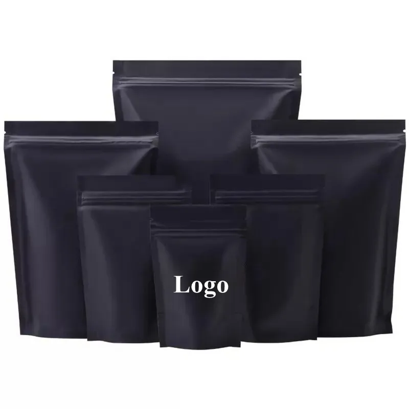 Personalizar PE PVC Mylar Sacos Low Moq Custom Impresso Resealable Stand Up Pouch Ziper Top Saco de plástico Soft Touch Grau alimentício Saquinhos de embalagem auto-vedante com logotipo personalizado