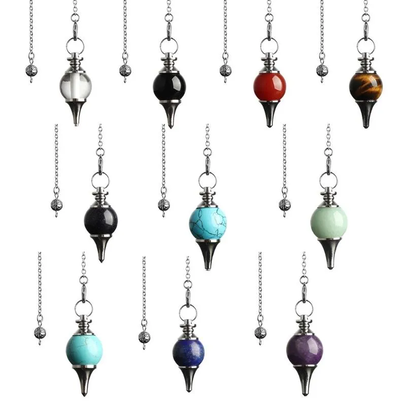 Hanger kettingen mode sieraden cirkelvormige kegel zwart onyx turquoise amethist natuursteen genezende kristal reiki pendulum amuletpendant