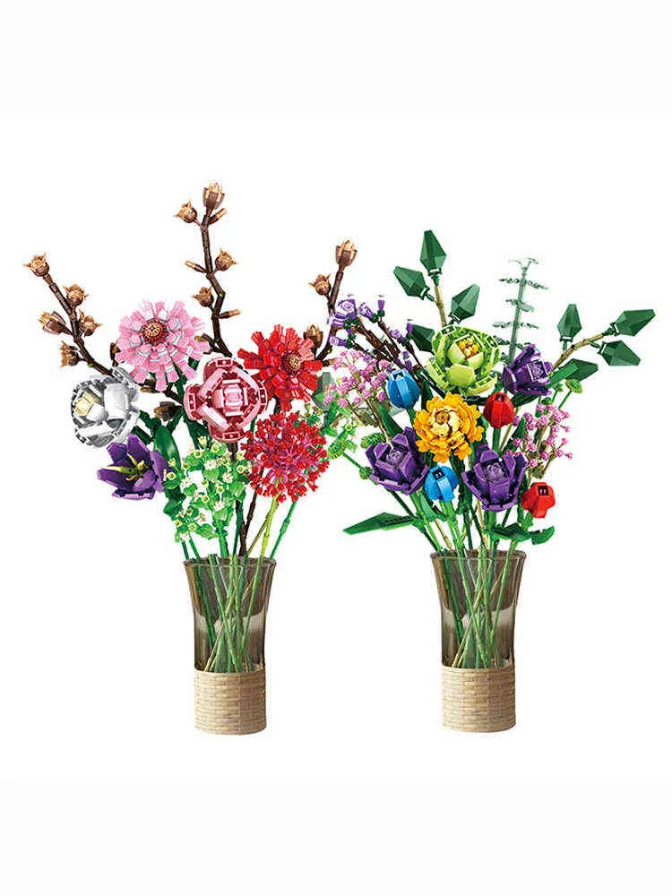 Flowers Bouquet Building Blocks Set Compatible for Lego,Artificial Flowers  for Home Decoration,Valentine's Day Gifts for Her, New 2022(999pcs)