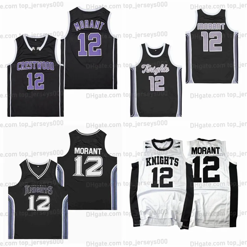 Retro Ja Morant #12 High School Basketball Jersey Men's Stitched Black White Any Name Number Top Quality Jerseys