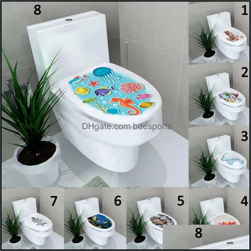 3D Printed Flower Sticker Home Toilet Pastes WC Pedestal Pan Cover Toilet Stool Commode Home Decor