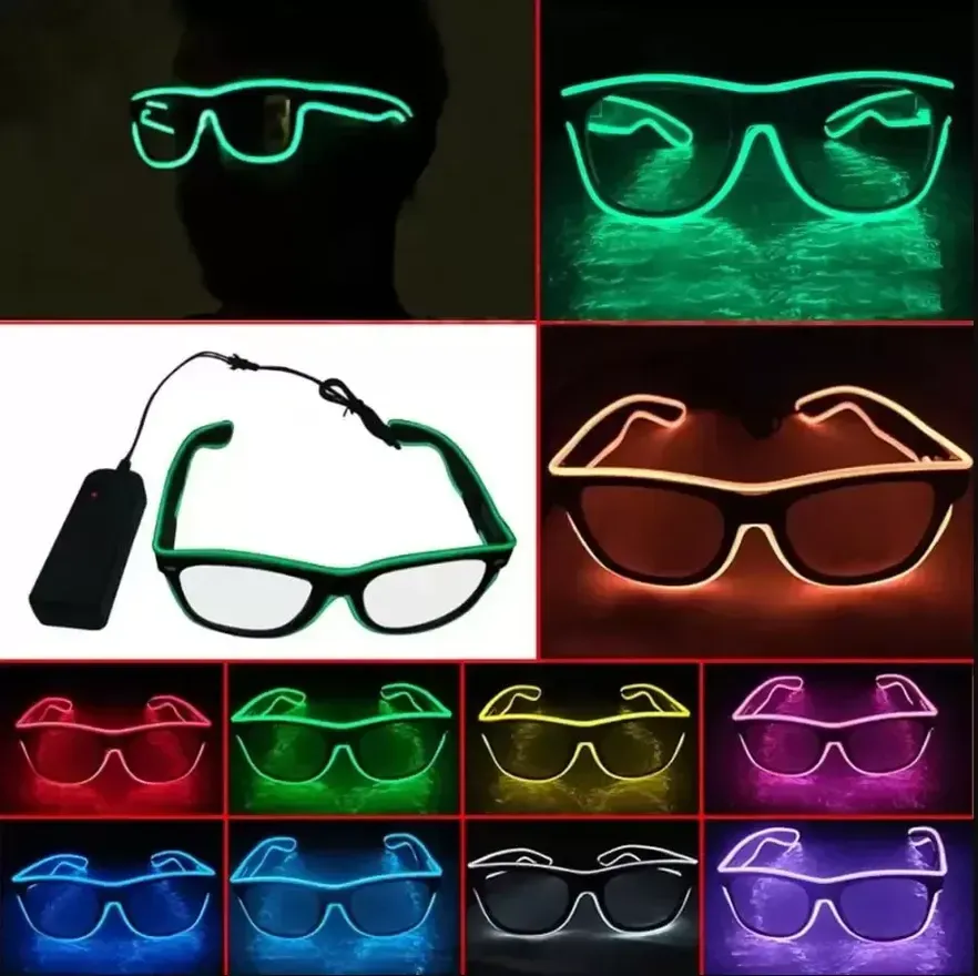 El Wire Led Glasses 특수 셔터 조명 흑백 글로우 그늘이있는 시선 안경 레이브 파티 크리스마스 장식 FY3813 0725