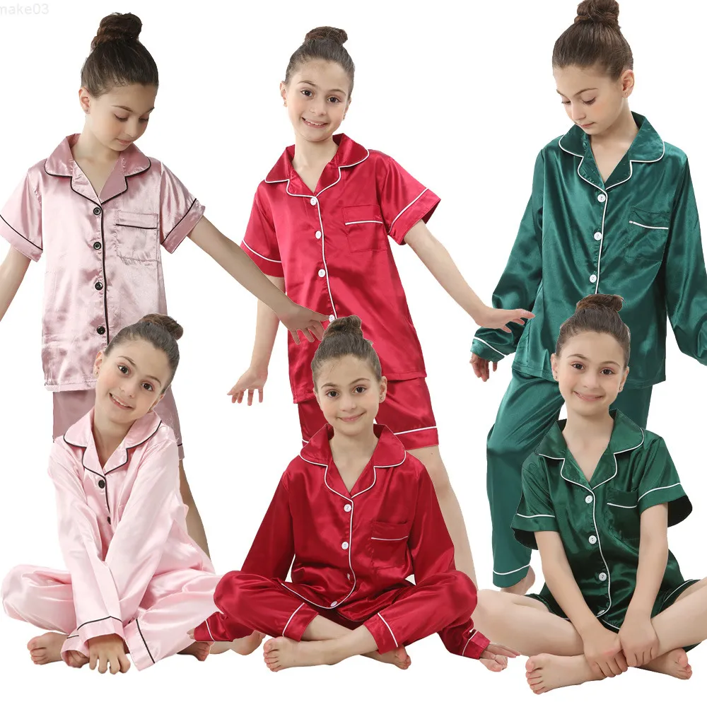 3 5 7 9 11 13y Kinder Nachtwäscheanzug für Jungen Baby Girl Set Pijamas Kinder färben weiche Nachtwäsche Kurzlange Kleidung Hosen Homewear J220816