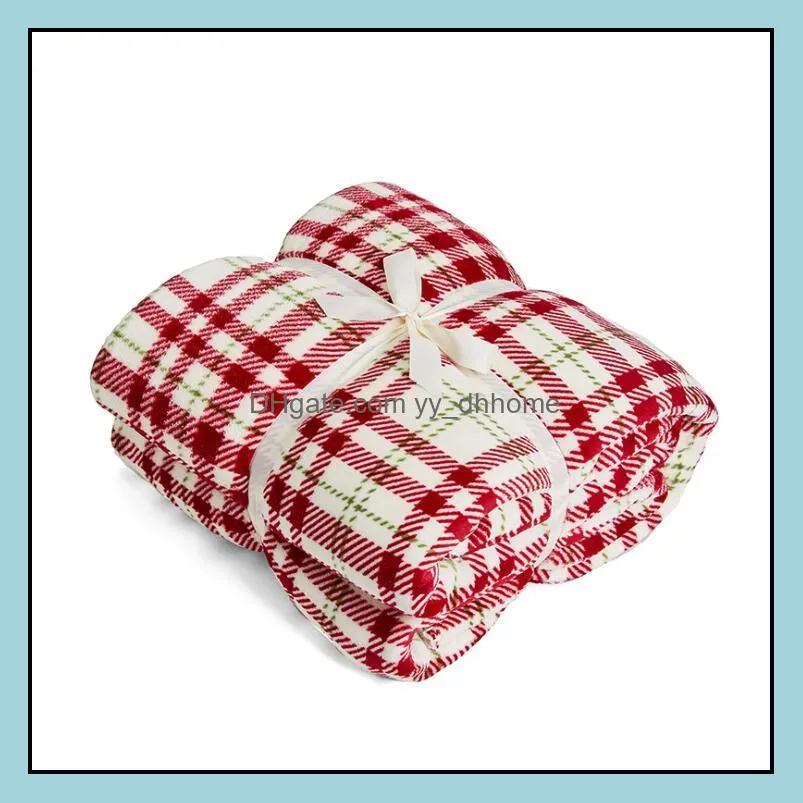 warm fleece striped blankets flannel plaid blanket double carpet plush cape portable beddings swaddling 152cm*230cm lxl468-a