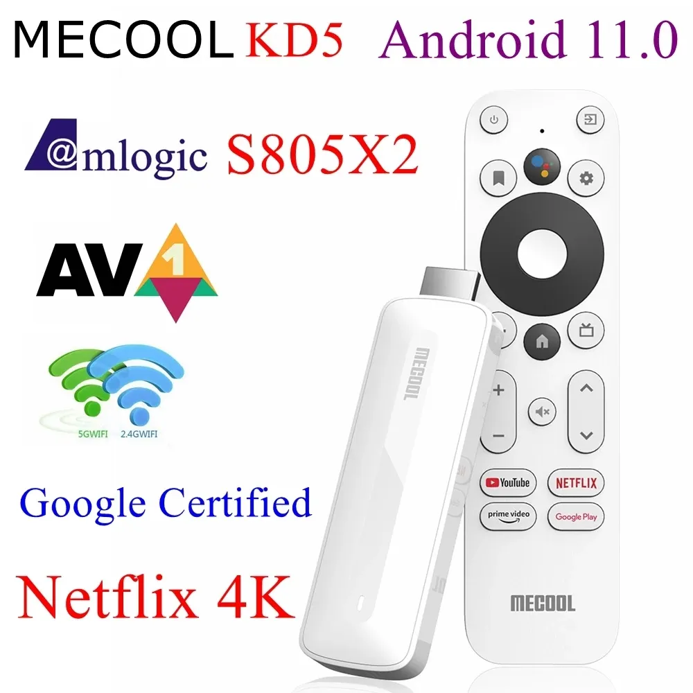 Mecool KD5 Netflix TV Stick Amlogic S805x2 TV Box Android 11 1GB 8GB Google Support Support AV1 5G WIFI BT5.0 TV DONGLE