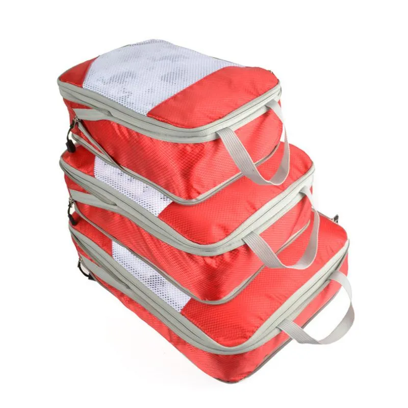 Borse portaoggetti 4 pezzi / set Borsa da viaggio portatile per bagagli Valigia Organizer Set Rete da imballaggio estensibile per abbigliamento Intimo ScarpeStorageStorage