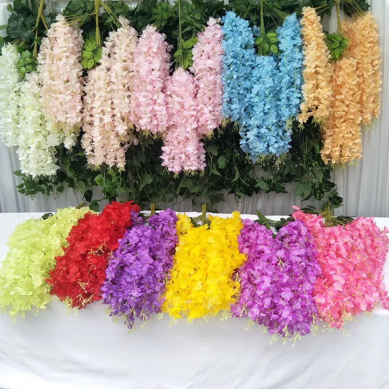 110 cm Vintage Great Gatsby Home Party Garden Flower Decoation Elegant Artifical Silk Flower Wisteria Vine Wedding Decorations Mer kvantitet vackrare