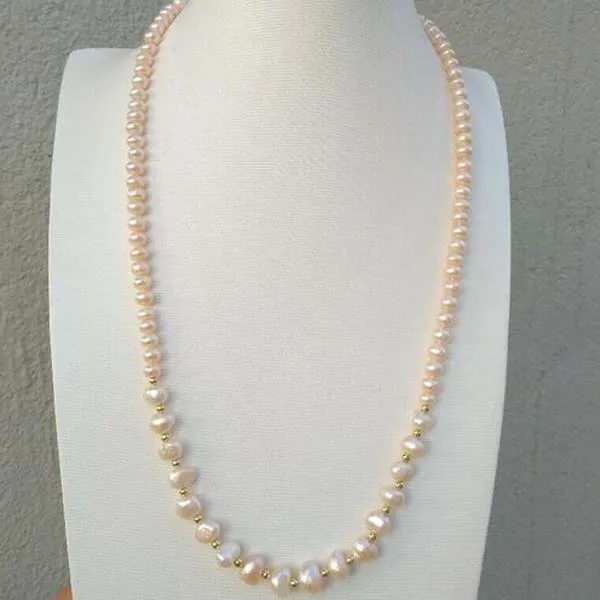 18 "Magnifique Collier baroque perlé rose naturel AAA en mer du Sud 14K