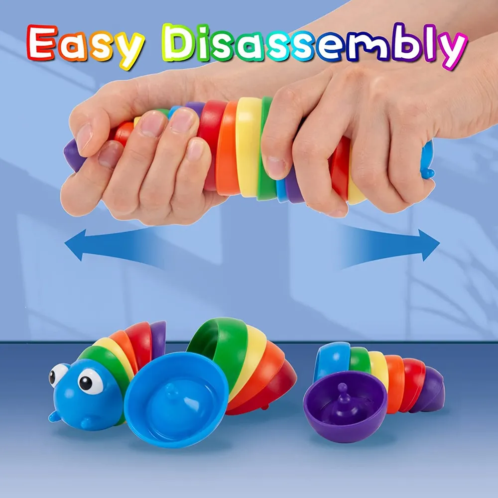 Wholesale Fidget Slug Articulated Fidget Toy Realistic Slug Insects Fidget Toy Kit Fun Crawling Sensory Keychain Set Release Stress sxaug20