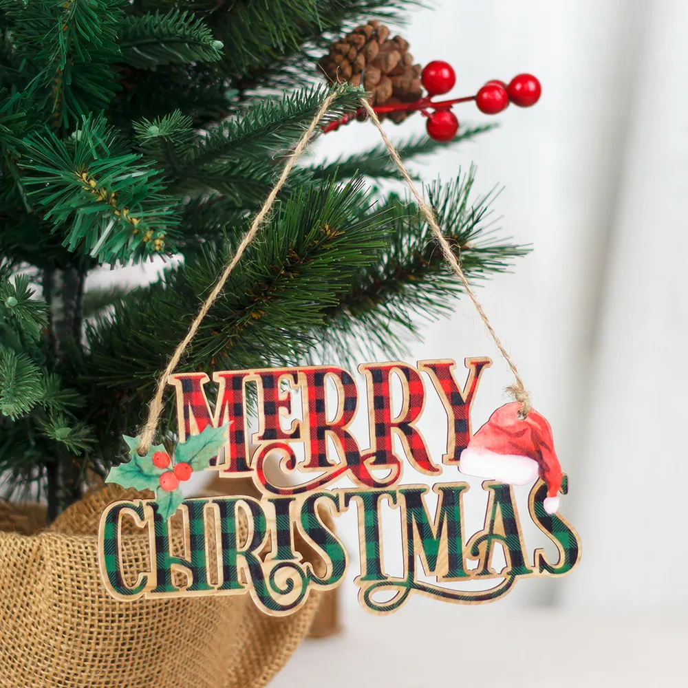새로운 크리스마스 장식 나무 편지 메리 크리스마스 리스팅 격자 무늬 페인트 크리스마스 사인 나무 임금