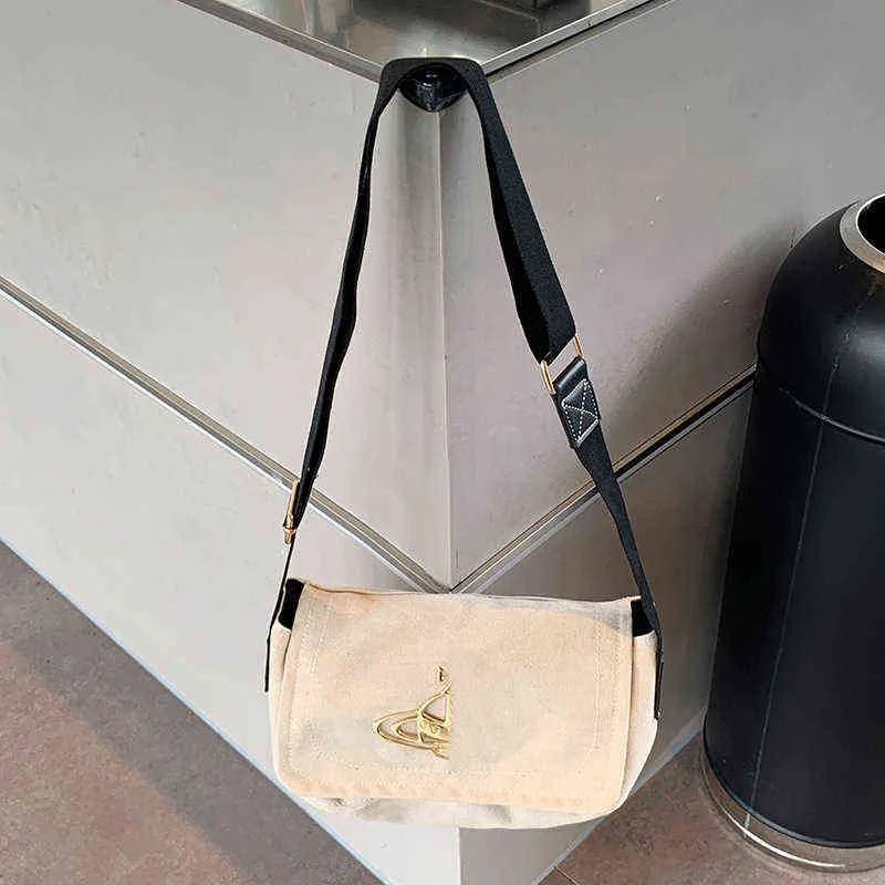 2022 Fashion Saturn Canvas Preppy Style Women Message Handbags Gilrs Single Shoulder Crossbody Bags