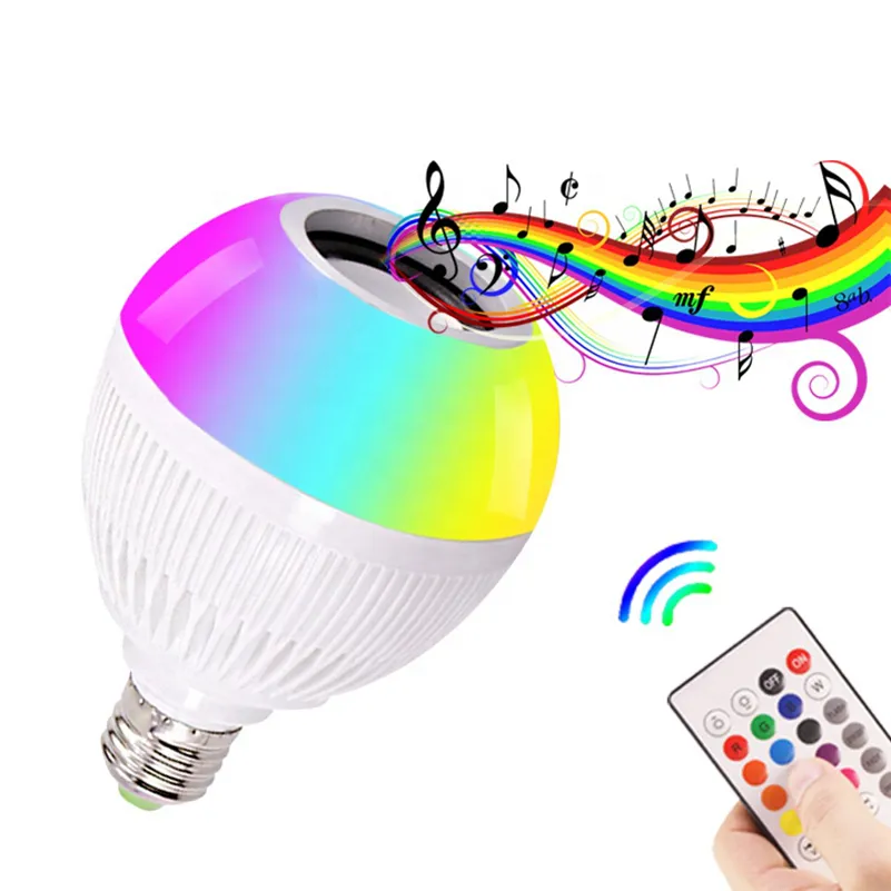 Edison2011 12Watt E27 LED Smart Speaker Lampadina RGBW che cambia con telecomando Blue-tooth Music Bulb per luce d'atmosfera