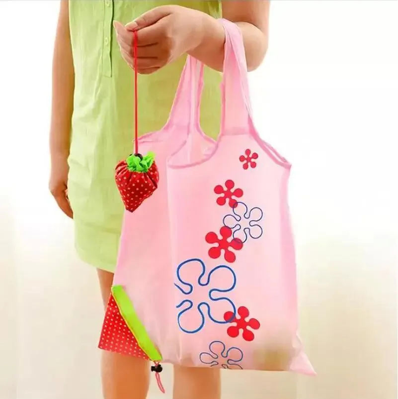 Cute Strawberry Shopping Bags Foldable Tote Eco Reusable Storage Grocery Bag Tote Bag Reusable Eco-Friendly Shopping Bags WD950922