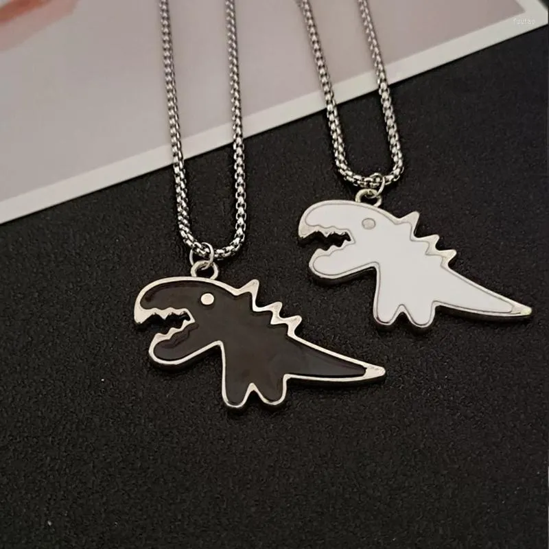 Pendant Necklaces Pcs Couples Dino For Women Men Matching Friend Trendy Promise Chains Teens Neck Jewelry Ins LXAEPendant