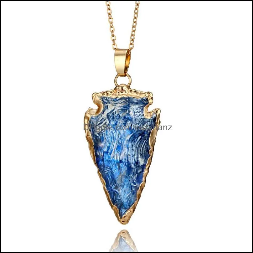 Fashion colorful Natural Stone Necklaces Healing Crystal quartz Druzy pendant Gold chains For women Jewelry Gift C3