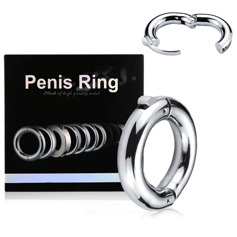 galo anel de metal múltiplo de tamanhos de trava ajustável Penis de traje de presente